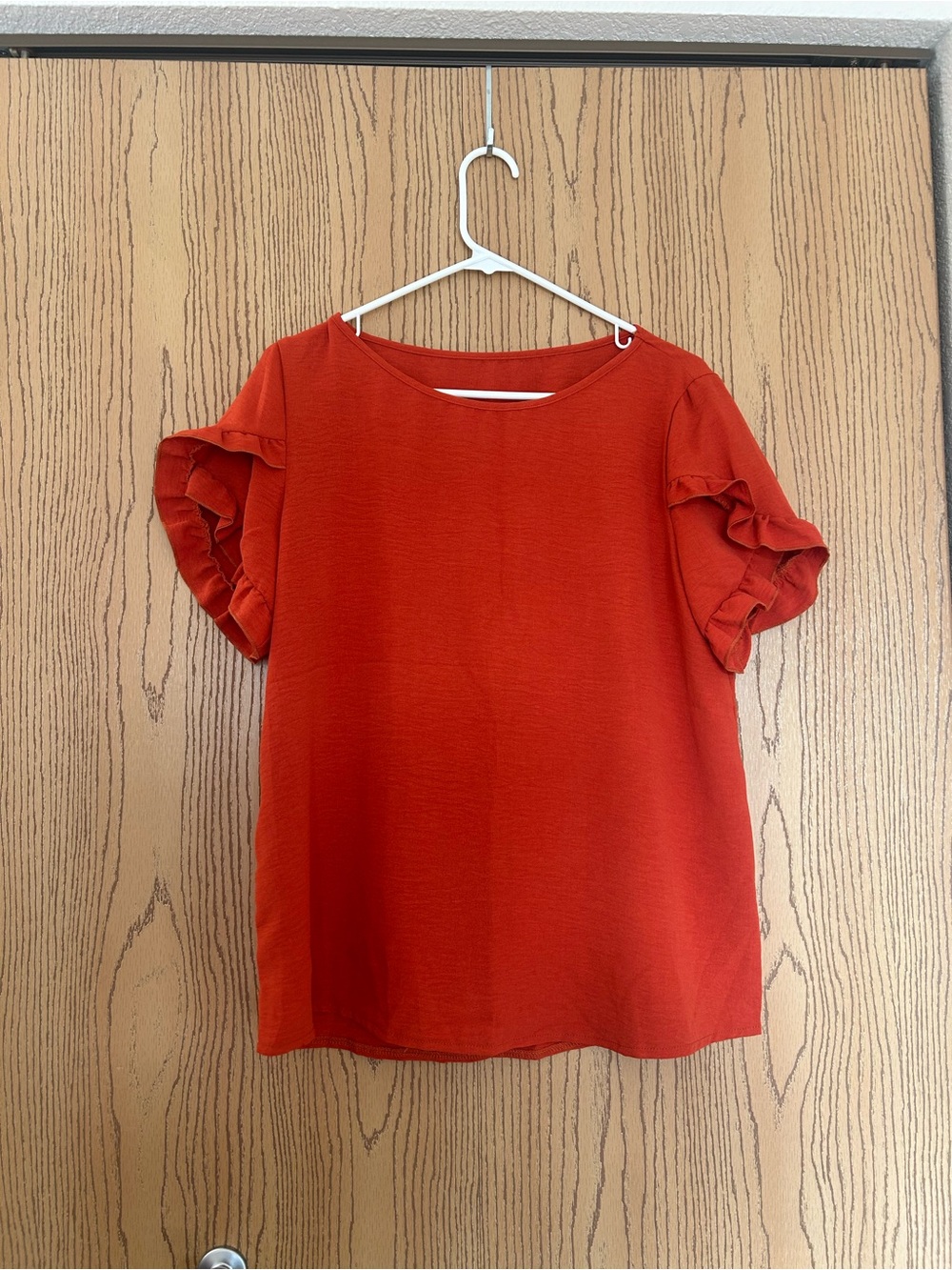 Womens Ruffle Sleeve Top - Red